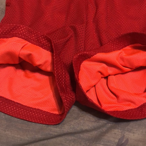 Nike boys red mesh Dri-Fit shorts.  Red with orange lining, comfortable and cool - Picture 8 of 9